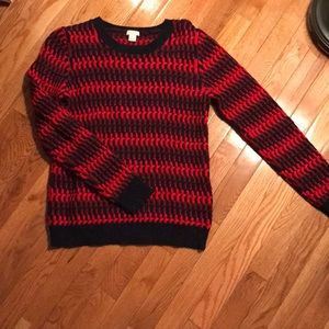 J Crew Sweater in rich navy and red